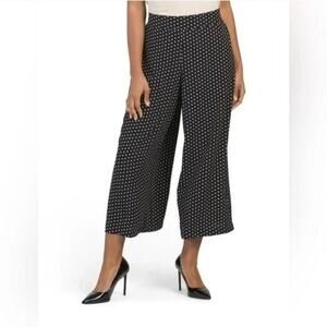 NWT Adrianna Papell Crepe Career Pants Ivory Small Dot Size M